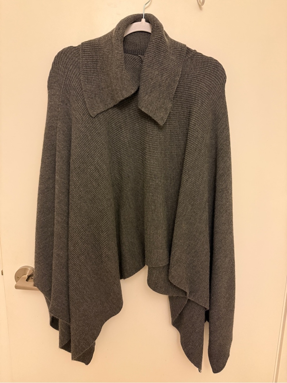 H&M Charcoal Gray Knit Poncho with Shawl Collar
